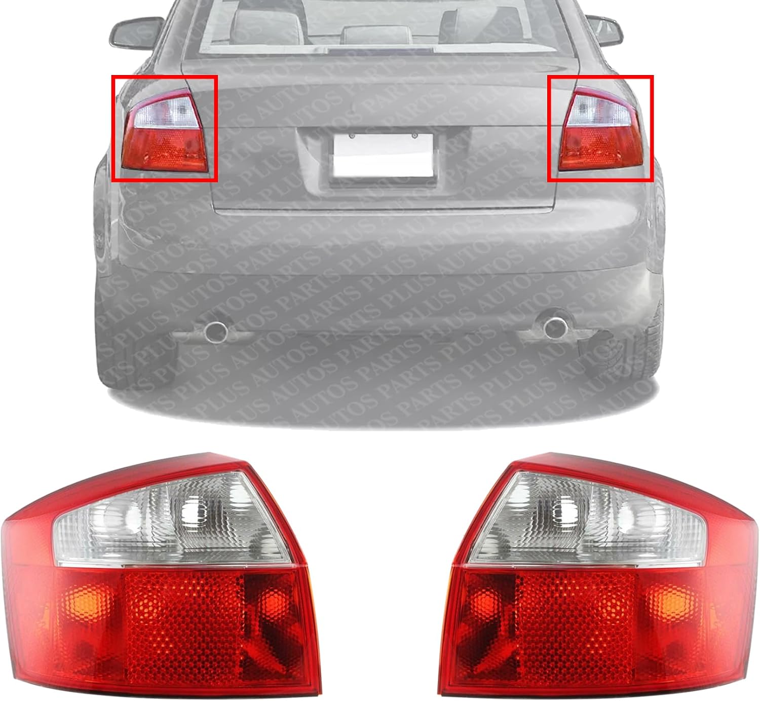 Set Of 2 Tail Light Lens And Housing Right Passenger & Left Driver Side Direct Replacement Compatible With 2002-2005 Audi A4 / S4 AU2818113 AU2819113 8E5945217A 8E5945218A