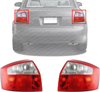 Set Of 2 Tail Light Lens And Housing Right Passenger & Left Driver Side Direct Replacement Compatible With 2002-2005 Audi A4 / S4 AU2818113 AU2819113 8E5945217A 8E5945218A