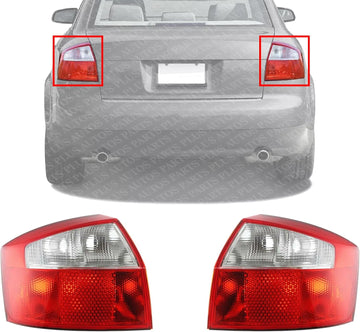 Set Of 2 Tail Light Lens And Housing Right Passenger & Left Driver Side Direct Replacement Compatible With 2002-2005 Audi A4 / S4 AU2818113 AU2819113 8E5945217A 8E5945218A