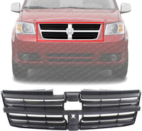 Front Grille Textured Dark Gray Shell And Insert Plastic Direct Replacement Compatible With 2008-2010 Dodge Grand Caravan CH1200310 5113126AA