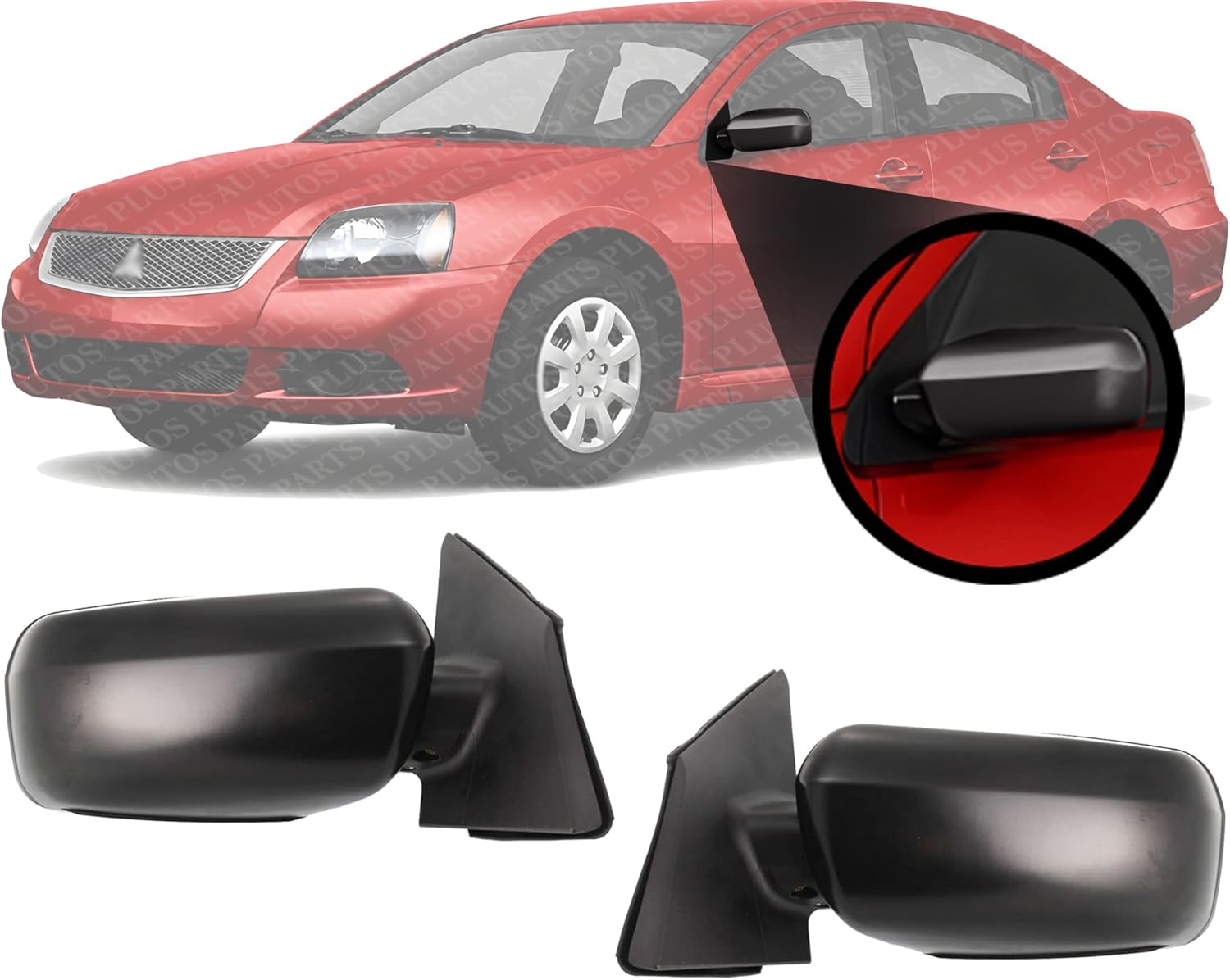 Set Of 2 Front Power Mirrors Non-Folding Non Heated Textured Right Passenger & Left Driver Side Direct Replacement Compatible With 2004-2012 Mitsubishi Galant MI1320127 MI1321127