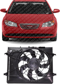 AUTOS PARTS PLUS Front Radiator Cooling Fan Assembly Direct Replacement Compatible With 2007-2010 Hyundai Elantra HY3115120 253802H150