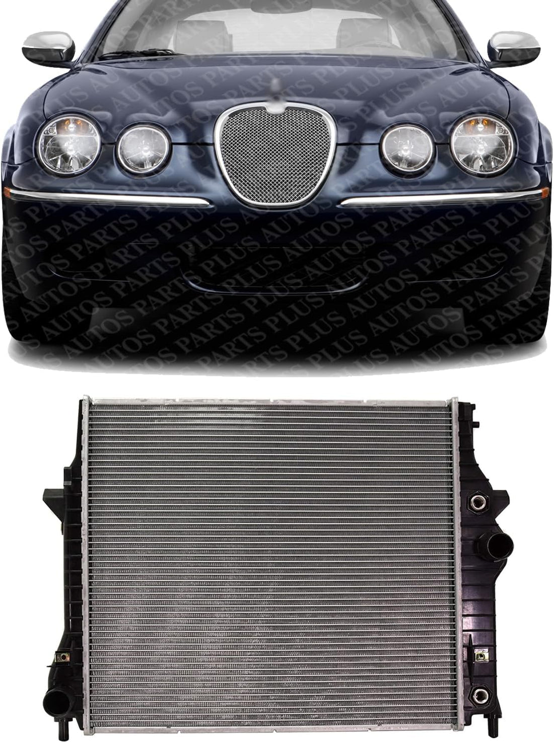 Front Radiator Aluminum Core Direct Replacement Compatible With 2003-2008 Jaguar S-Type / 2009-2015 XF / 2005-2008 Super V8 JA3010121 C2C36506