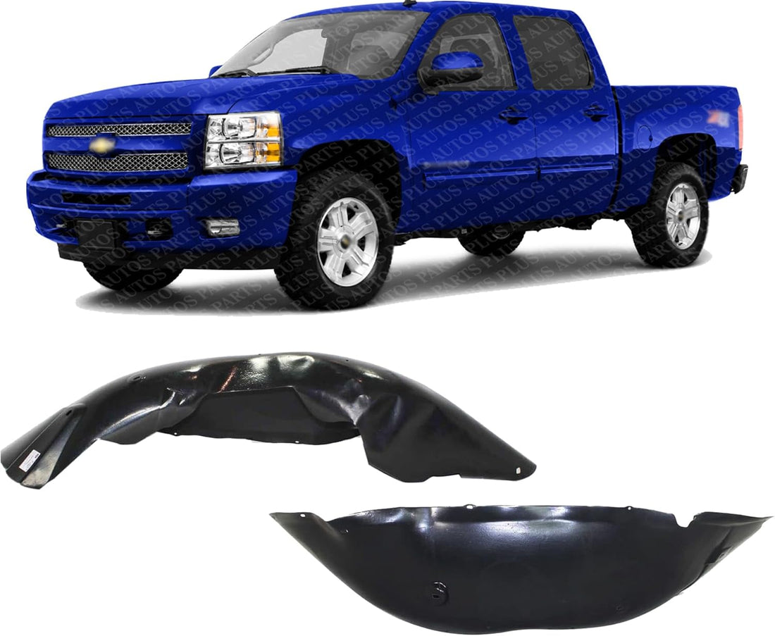 Set Of 2 Front Fender Liner Right Passenger & Left Driver Side Direct Replacement Compatible With 2007-2013 Chevrolet Silverado 1500 GM1249183 GM1248183 22779790 20953678