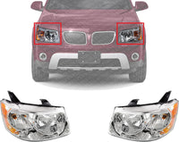Set Of 2 Front Head Light Assembly Plastic Left Driver & Right Passenger Side Direct Replacement Compatible With 2006-2009 Pontiac Torrent GM2502284 GM2503284 15890727 15890728
