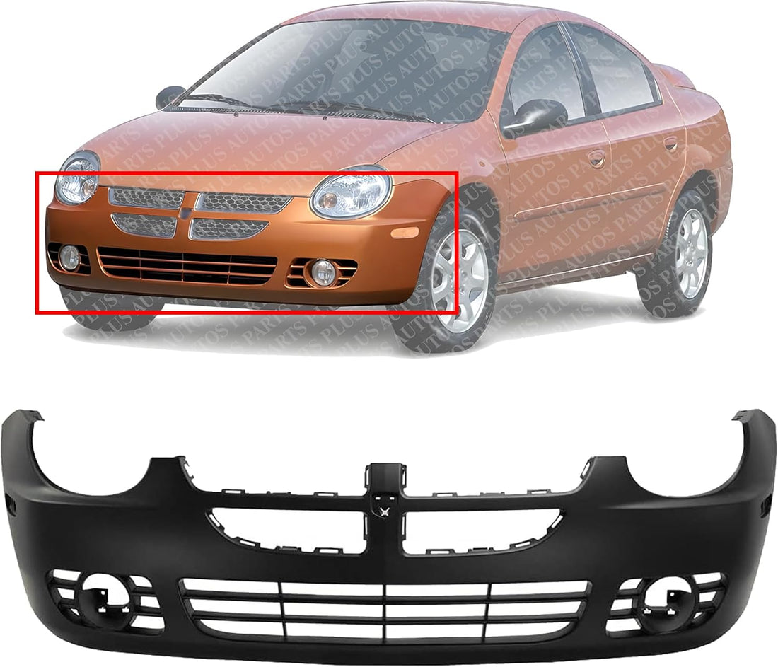 Front Bumper Cover Primed Direct Replacement Compatible With 2003-2005 Dodge Neon CH1000378 5101772AA