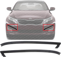Set Of 2 Front Bumper Molding Primed Right Passenger & Left Driver Side Direct Replacement Compatible With 2014-2015 Kia Optima KI1046104 KI1047104 865644C500 865634C500