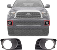 Set Of 2 Front Fog Light Molding Primed Left Driver & Right Passenger Side Direct Replacement Compatible With 2008-2017 Toyota Sequoia TO1039157 TO1038157 814810C021 814820C021