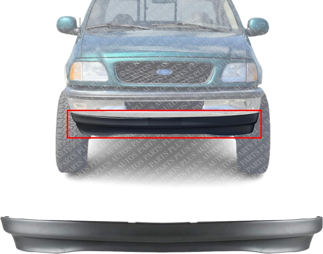 Front Lower Valance Panel Textured Plastic Without Tow Hook Holes Direct Replacement Compatible With 1997-1998 Ford F-150 / F-250 FO1095165 F65Z17626AC