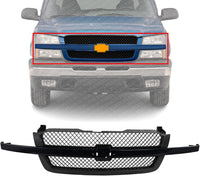 Front Grille Primed Shell & Center Bar With Gray Insert Direct Replacement Compatible With 2003-2007 Chevrolet Silverado 1500 GM1200557 19168630