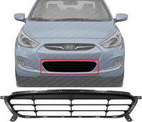 Front Bumper Grille Primed Plastic Direct Replacement Compatible With 2012-2014 Hyundai Accent HY1036116 865611R000