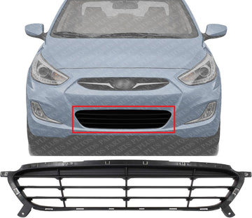 Front Bumper Grille Primed Plastic Direct Replacement Compatible With 2012-2014 Hyundai Accent HY1036116 865611R000