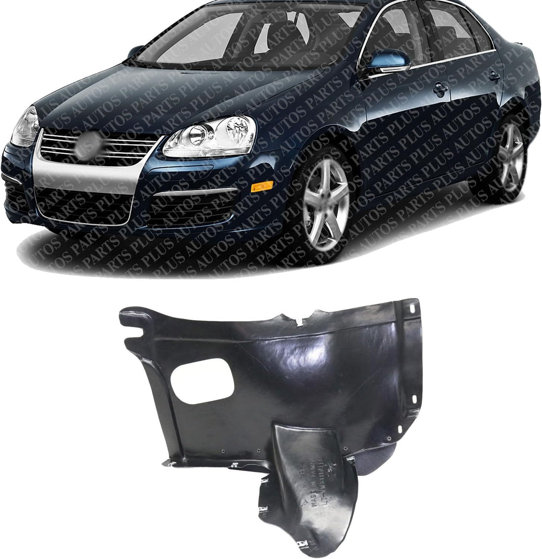 Front Fender Liner Left Driver Side Direct Replacement Compatible With 2010-2014 Volkswagen Jetta/Golf VW1248134 1K9805911A