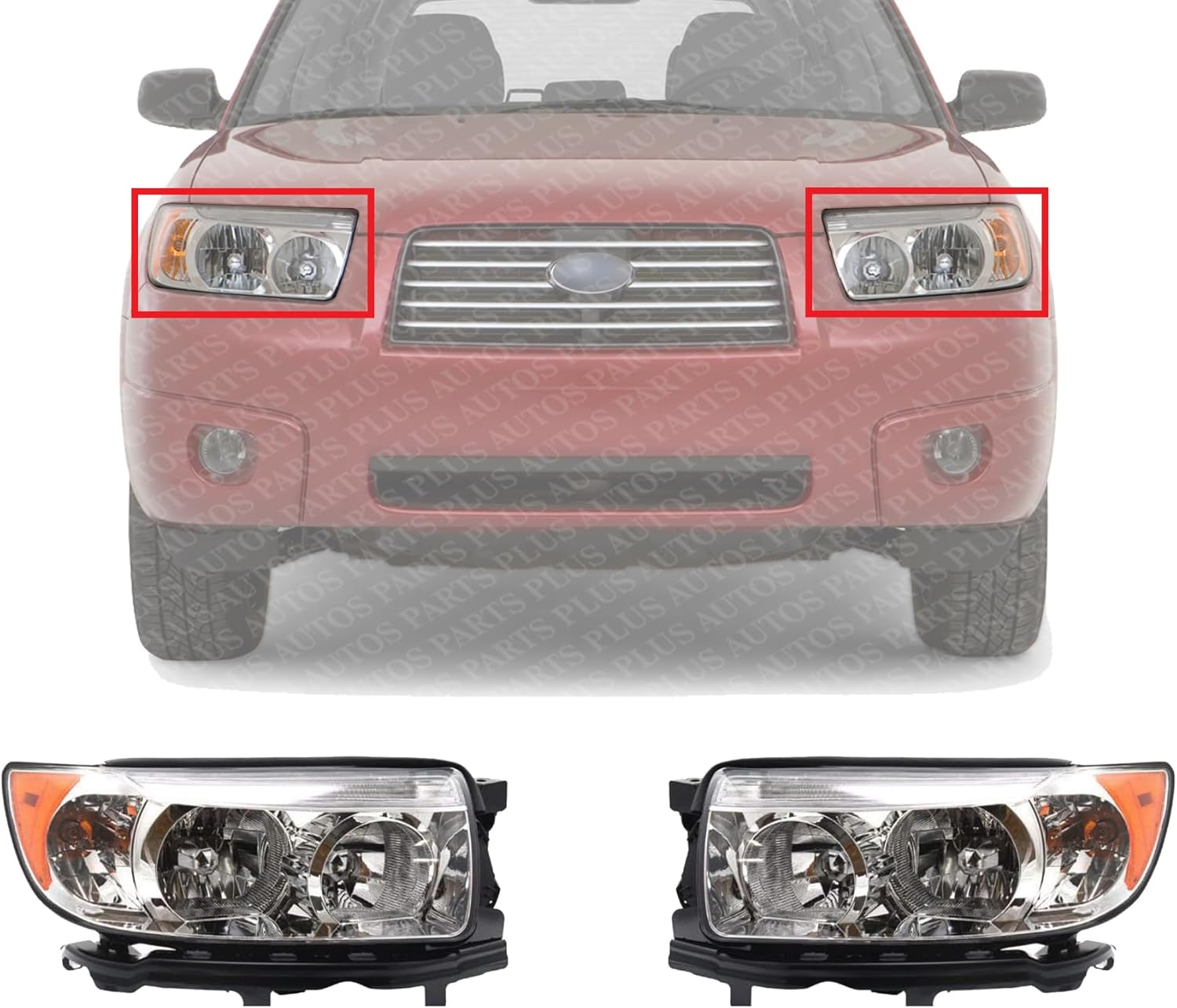 Set Of 2 Front Head Light Assembly Halogen Right Passenger & Left Driver Side Direct Replacement Compatible With 2006-2008 Subaru Forester SU2502119 SU2503119 84001SA471 84001SA461