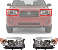 Set Of 2 Front Head Light Assembly Halogen Right Passenger & Left Driver Side Direct Replacement Compatible With 2006-2008 Subaru Forester SU2502119 SU2503119 84001SA471 84001SA461