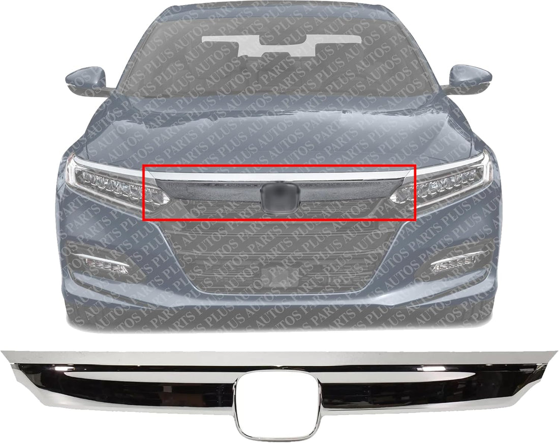 Front Center Grille Trim Molding Chrome Direct Replacement Compatible With 2018-2020 Honda Accord HO1210157 71122TVAA01