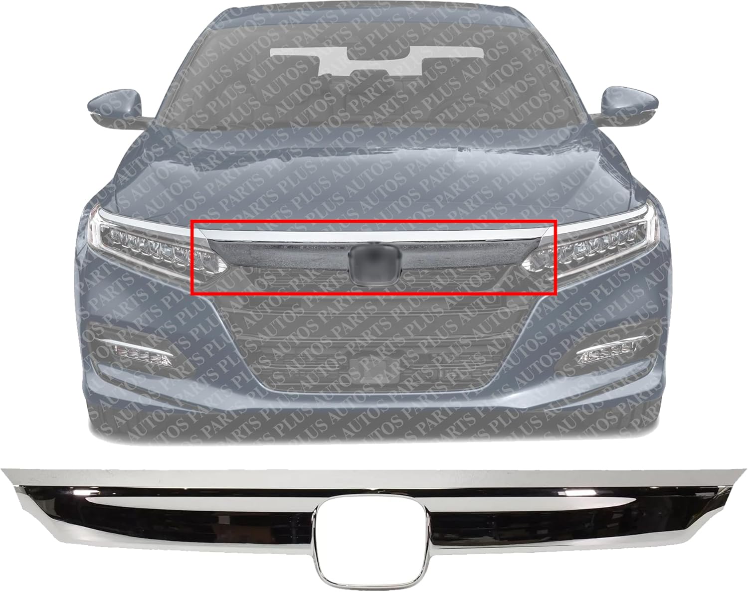 Front Center Grille Trim Molding Chrome Direct Replacement Compatible With 2018-2020 Honda Accord HO1210157 71122TVAA01