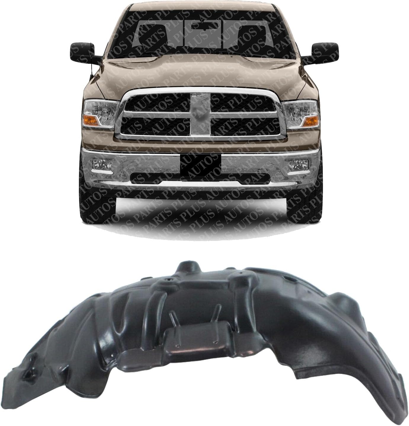 Front Fender Liner Left Driver Side Direct Replacement Compatible With 2009-2012 Dodge Ram 1500 CH1248152 68285577AA 68110687AD
