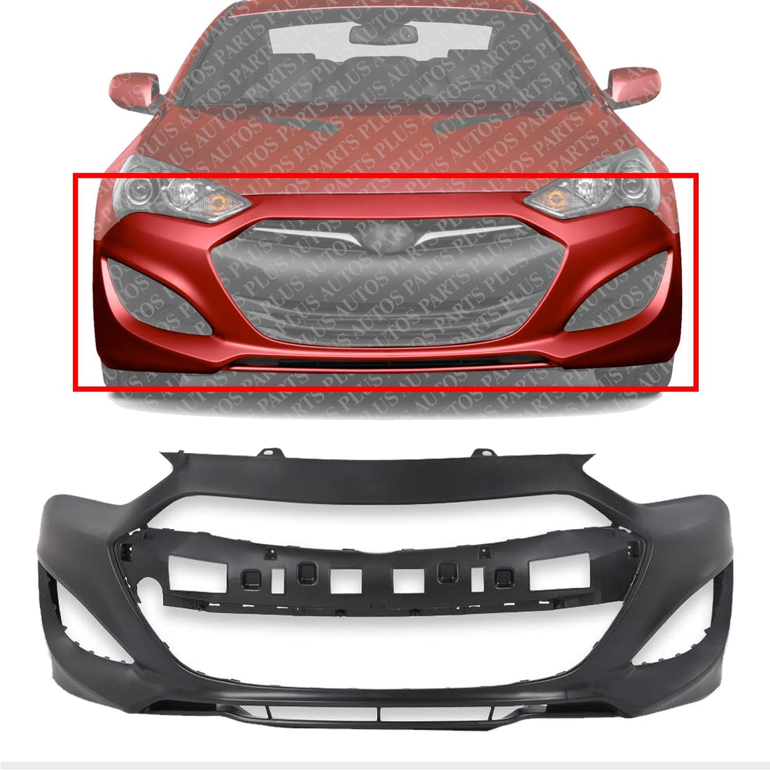 Front Bumper Cover Primed Direct Replacement Compatible With 2013-2016 Hyundai Genesis HY1000197 865112M300
