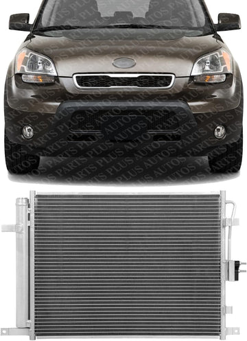 Front A/C Condenser Aluminum Core Direct Replacement Compatible With 2010-2011 Kia Soul KI3030123 976062K100