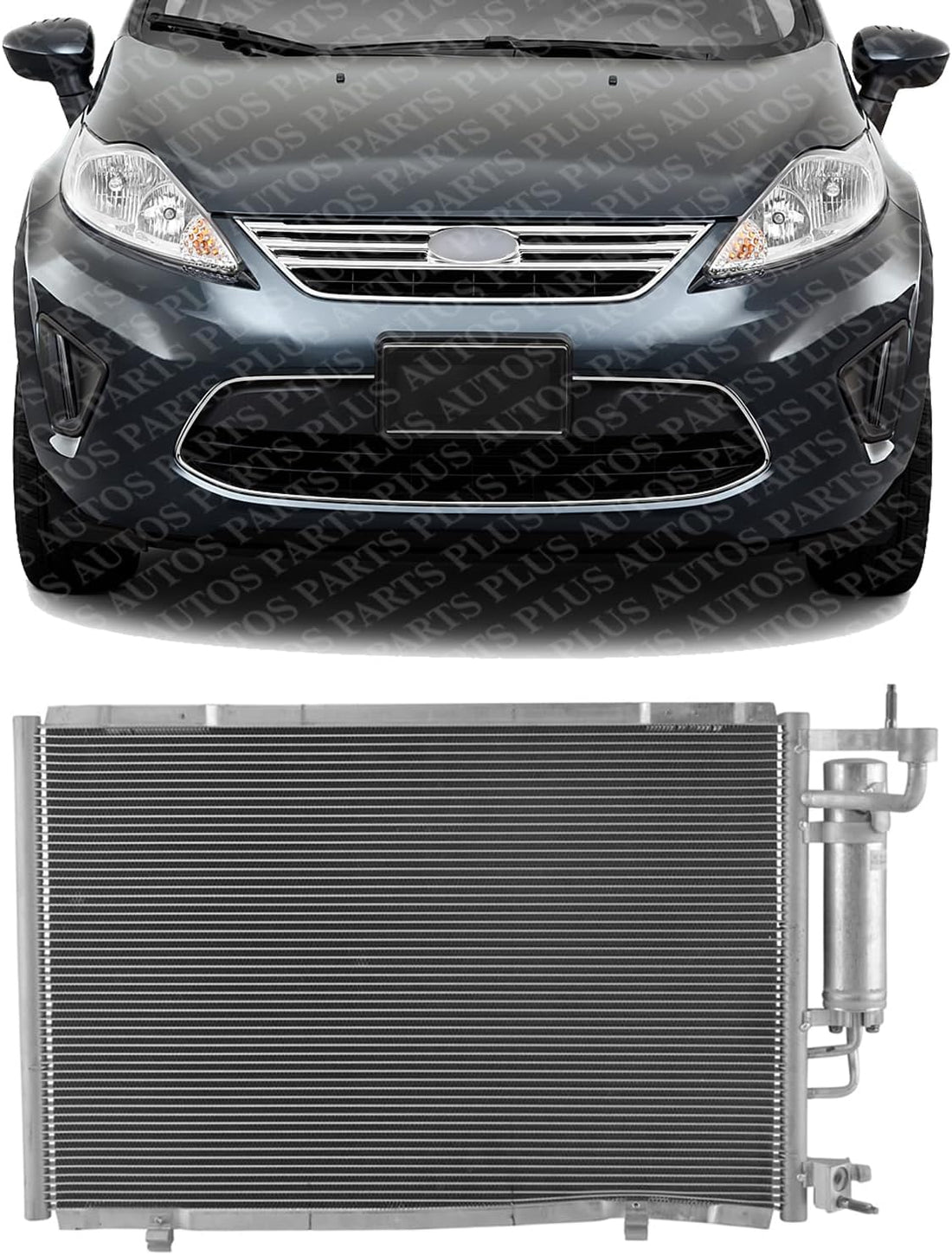 Front A/C Condenser Aluminum Core Direct Replacement Compatible With 2011-2013 Ford Fiesta FO3030228 AE8Z19712A