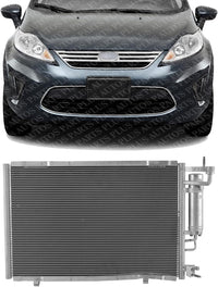 Front A/C Condenser Aluminum Core Direct Replacement Compatible With 2011-2013 Ford Fiesta FO3030228 AE8Z19712A
