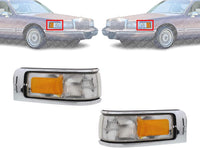 Set Of 2 Front Corner Light Lens And Housing Right Passenger & Left Driver Side Direct Replacement Compatible With 1995-1997 Lincoln Town Car FO2551132 FO2550132 F5VY15A201A