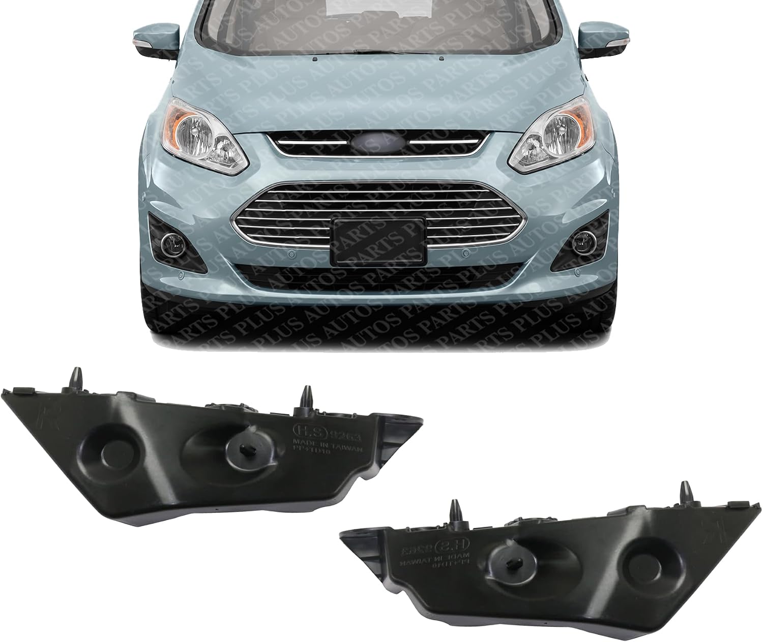 Set Of 2 Front Bumper Bracket Cover Reinforcement Right Passenger & Left Driver Side Direct Replacement Compatible With 2013-2018 Ford C-Max FO1043152 FO1042152 AM5Z17C947A