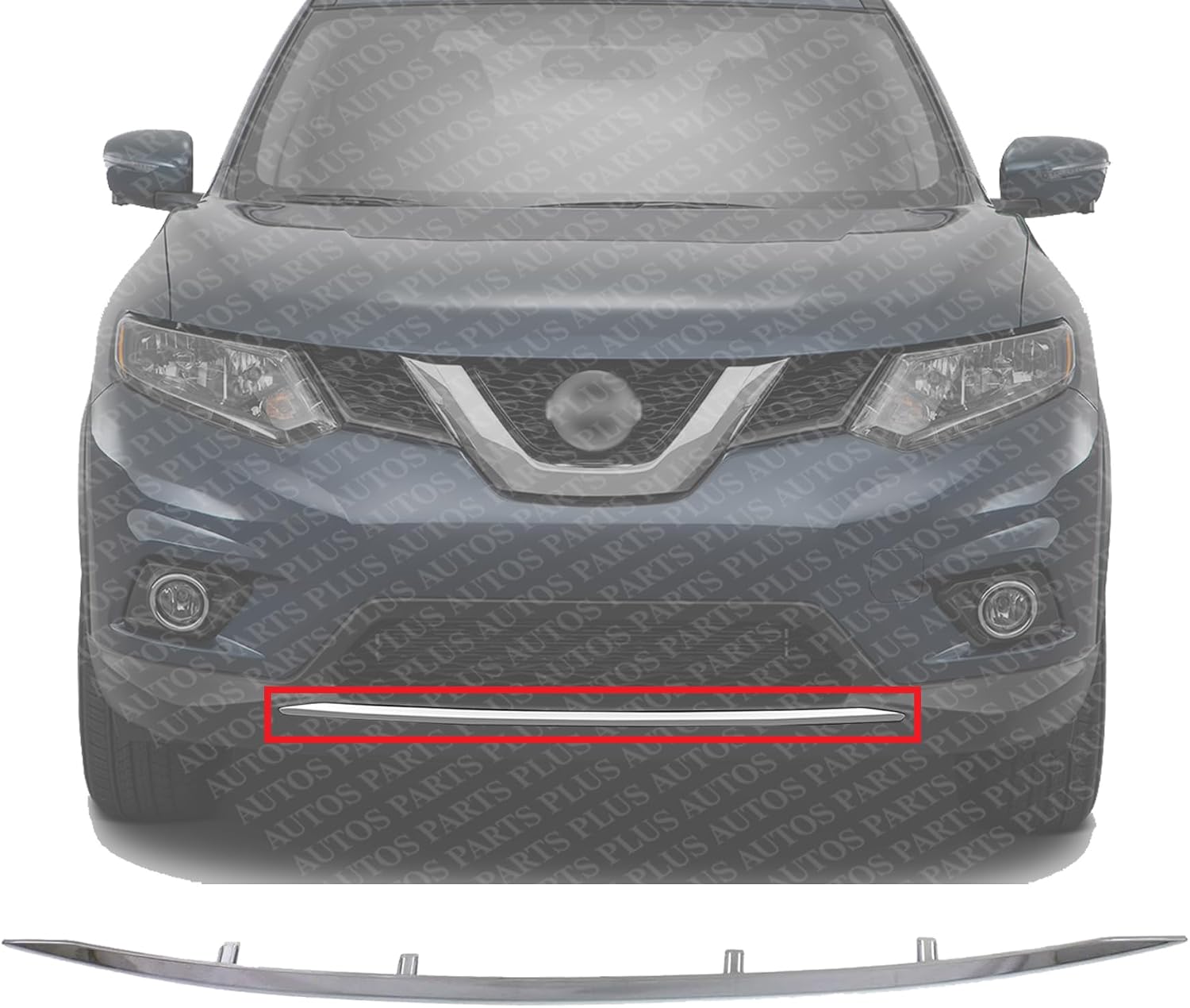 Front Bumper Molding Primed Direct Replacement Compatible With 2014-2016 Nissan Rogue NI1044109 620724BA0A