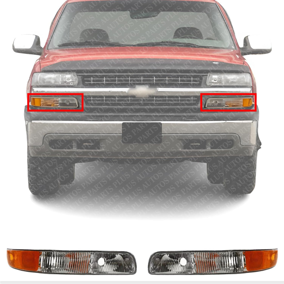 Front Park Light Left Driver & Right Passenger Side Direct Replacement Compatible With 1999-2002 Chevrolet Silverado / 2000-2006 Tahoe GM2520173 GM2521173 15199559 15199558