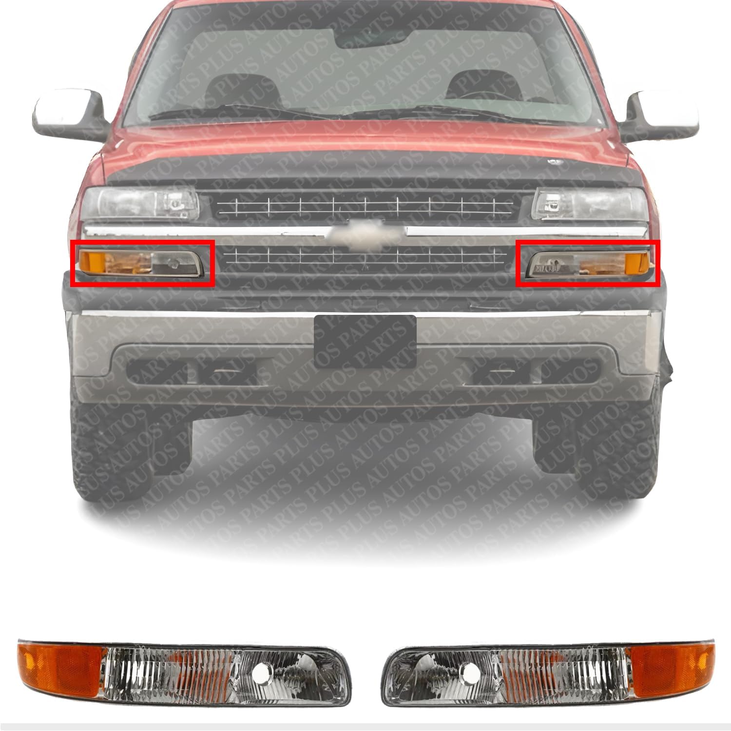 Front Park Light Left Driver & Right Passenger Side Direct Replacement Compatible With 1999-2002 Chevrolet Silverado / 2000-2006 Tahoe GM2520173 GM2521173 15199559 15199558