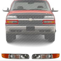 Front Park Light Left Driver & Right Passenger Side Direct Replacement Compatible With 1999-2002 Chevrolet Silverado / 2000-2006 Tahoe GM2520173 GM2521173 15199559 15199558