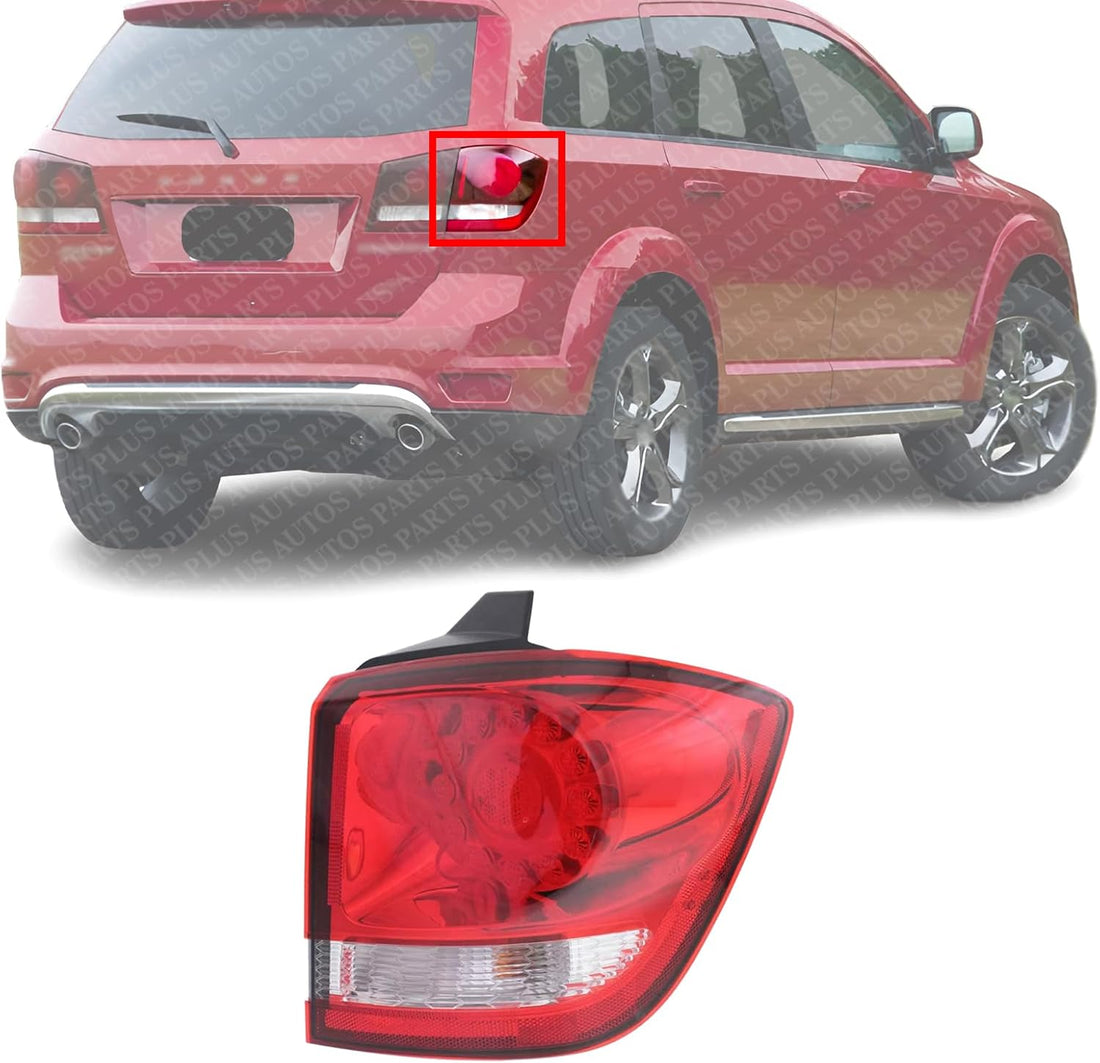 Tail Light Outer Assembly Chrome Interior Right Passenger Side Direct Replacement Compatible With 2009-2020 Dodge Journey CH2805105 68078464AD