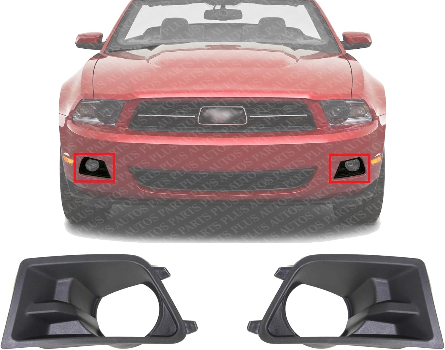 et Of 2 Front Fog Light Molding Textured Plastic Left Driver & Right Passenger Side Direct Replacement Compatible With 2010-2012 Ford Mustang FO1039138 FO1038138