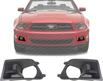 et Of 2 Front Fog Light Molding Textured Plastic Left Driver & Right Passenger Side Direct Replacement Compatible With 2010-2012 Ford Mustang FO1039138 FO1038138