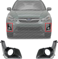 Set Of 2 Front Fog Light Molding Textured With Chrome Trim Left Driver & Right Passenger Side Direct Replacement Compatible With 2016-2017 Subaru Crosstrek SU1039112 SU1038112