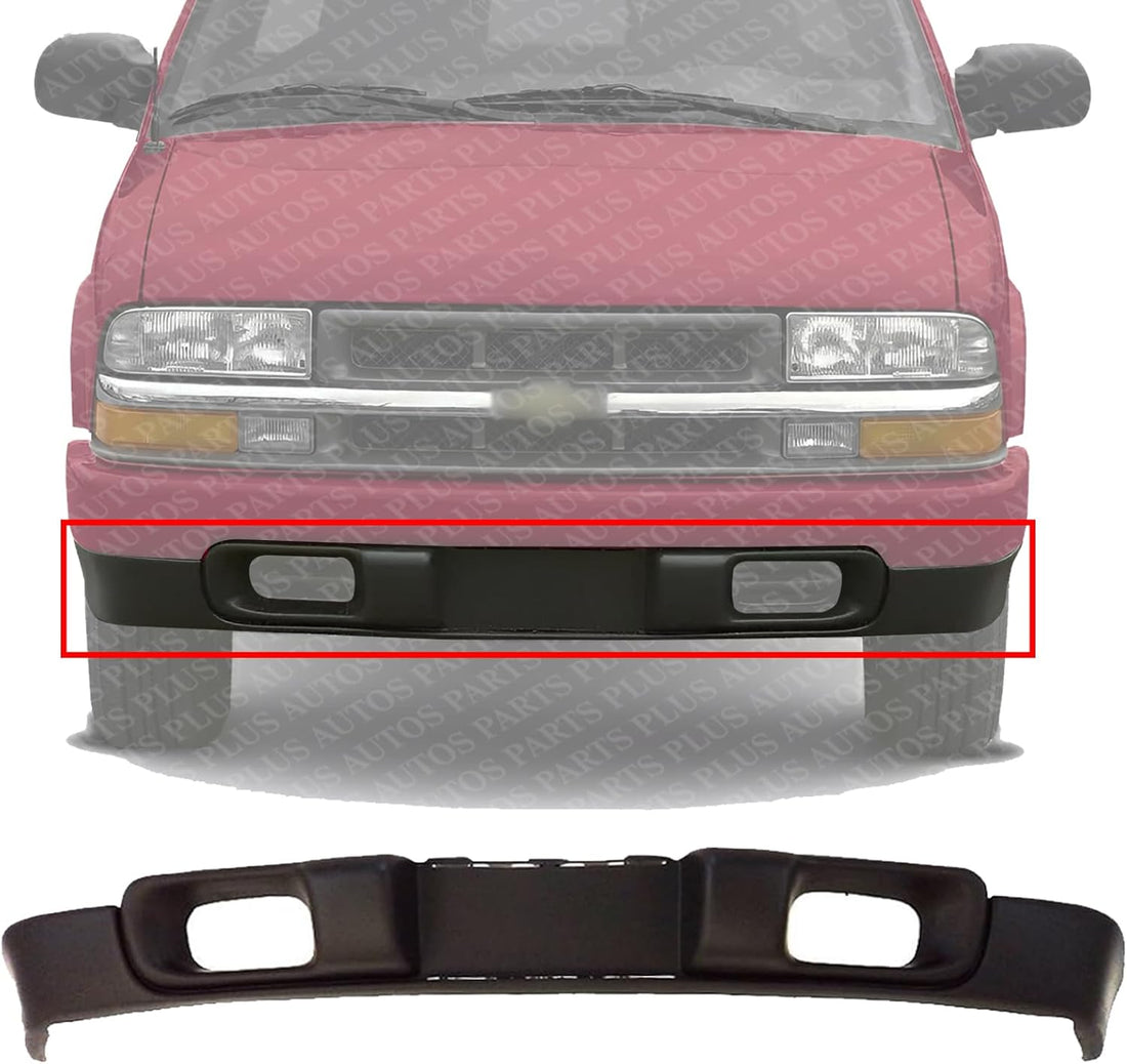 Front Bumper Lower Valance Air Deflector Textured With Fog Light Holes Direct Replacement Compatible With 1998-2004 Chevrolet S10 Pickup GM1092164 88967926