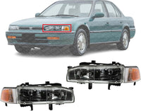 Set Of 2 Front Headlight Assembly With Corner Lamp Right Passenger & Left Driver Side Direct Replacement Compatible With 1992-1993 Honda Accord HO2503107 HO2502107 33100SM4A04