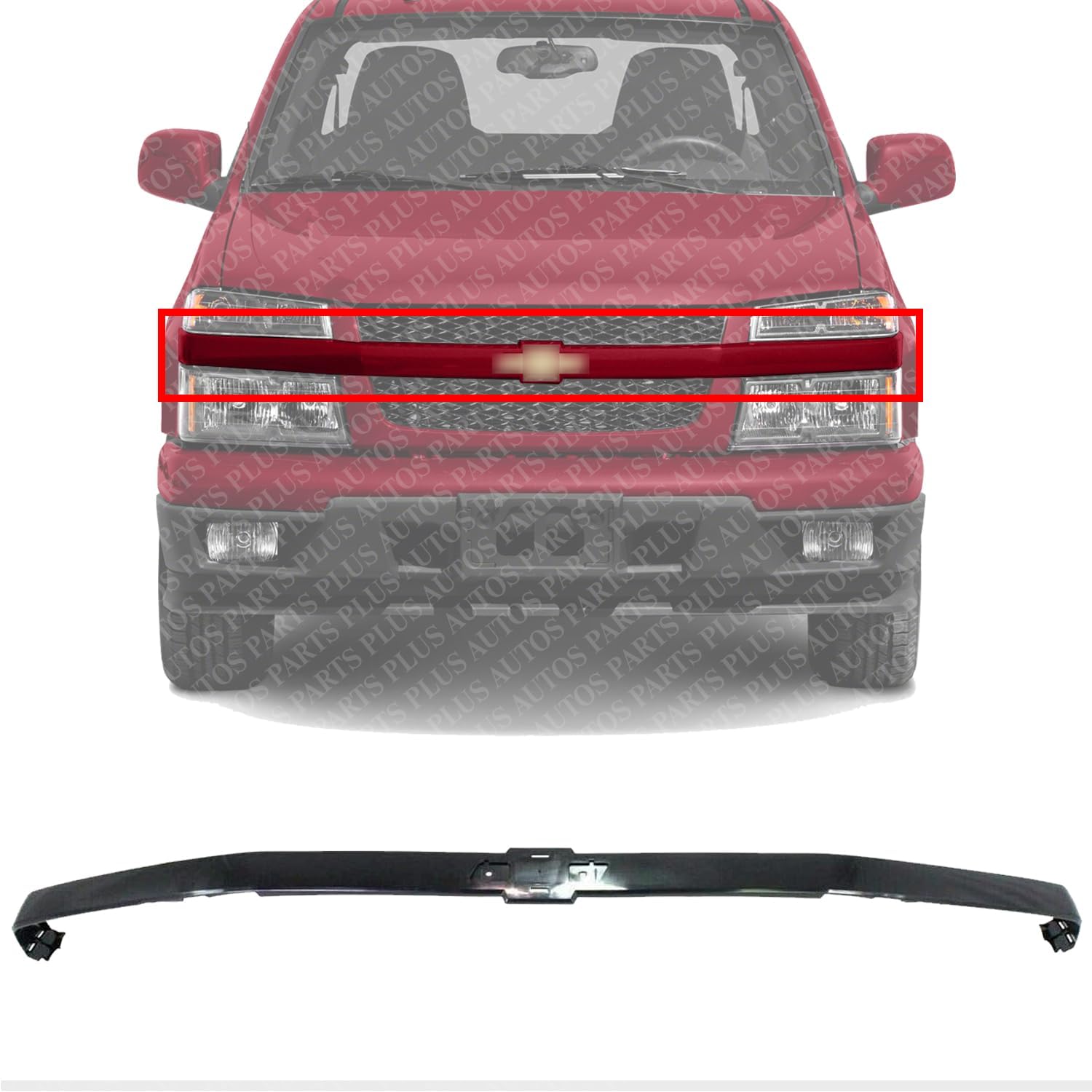 Front Grille Center Bar Molding Primed Direct Replacement Compatible With 2004-2012 Chevrolet Colorado GM1210108 12335792