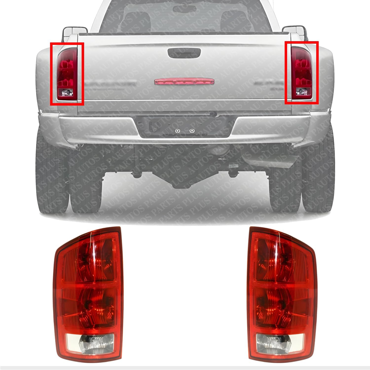 Set Of 2 Tail Light Assembly Left Driver & Right Passenger Side Direct Replacement Compatible With 2002-2006 Dodge Ram 1500 2500 3500 55077348AF-PFM 55077347AF-PFM