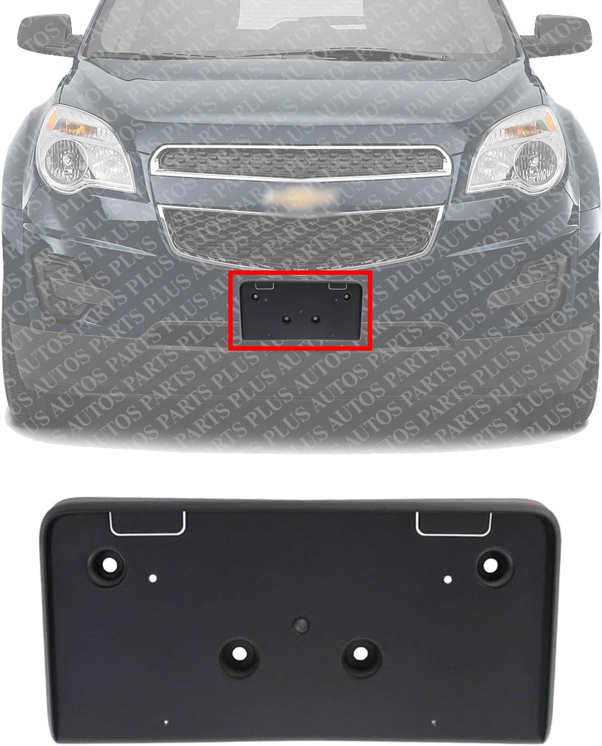 Front License Plate Bracket Textured Direct Replacement Compatible with 2010-2015 Chevrolet Equinox GM1068134 25798733