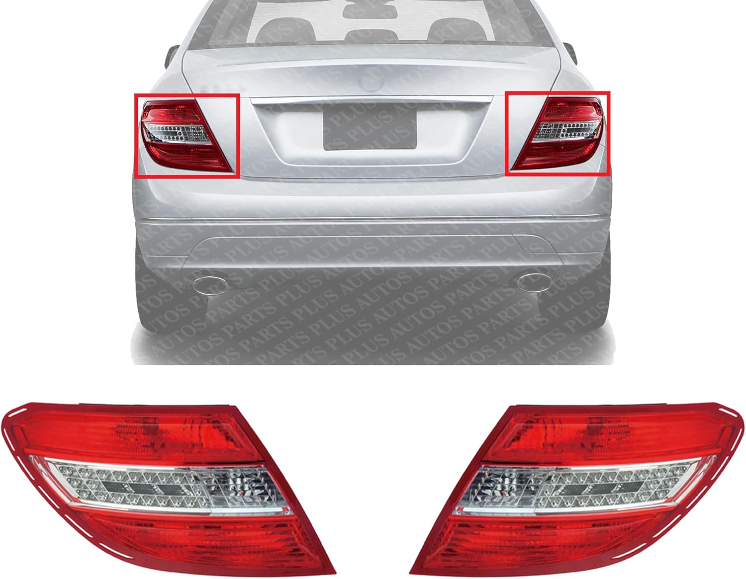 Set Of 2 Tail Light Assembly Right Passenger & Left Driver Side Direct Replacement Compatible With 2008-2011 Mercedes Benz C-Class MB2801128 MB2800128 2049069002 2049068902