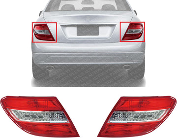Set Of 2 Tail Light Assembly Right Passenger & Left Driver Side Direct Replacement Compatible With 2008-2011 Mercedes Benz C-Class MB2801128 MB2800128 2049069002 2049068902