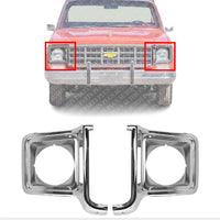 Set Of 2 Head Light Door Chrome Left Driver & Right Passenger Side Direct Replacement Compatible With 1973-1978 C/K Series / 1973-1980 GMC Suburban GM2512134 GM2513134