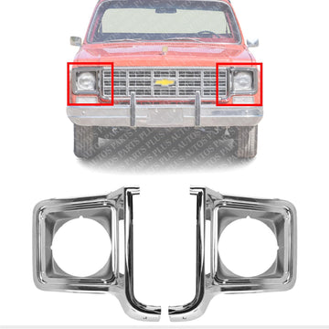 Set Of 2 Head Light Door Chrome Left Driver & Right Passenger Side Direct Replacement Compatible With 1973-1978 C/K Series / 1973-1980 GMC Suburban GM2512134 GM2513134
