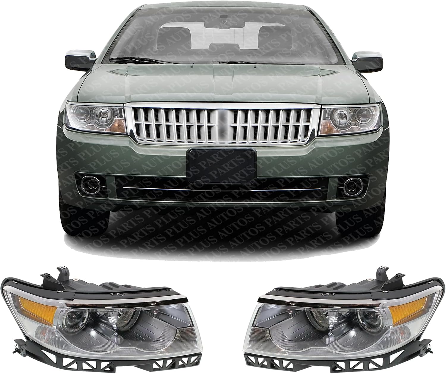 Set Of 2 Front Head Light Assembly Left Driver & Right Passenger Side Direct Replacement Compatible With 2006 Lincoln Zephyr / 2007-2009 MKZ FO2502234 FO2503234 6H6Z13008DC