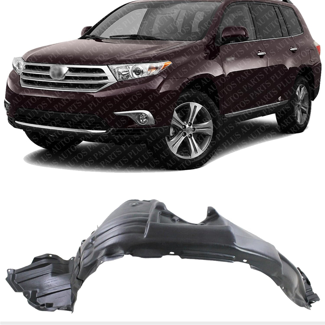 Front Fender Liner Vacuum Form Left Driver Side Without Towing Package Direct Replacement Compatible With 2011-2013 Toyota Highlander TO1248172 538060E070
