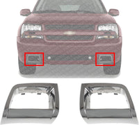 Set Of 2 Front Fog Light Molding Chrome Left Driver & Right Passenger Side Direct Replacement Compatible With 2006-2009 Chevrolet Trailblazer GM1039106 GM1038106 15135188 15135187