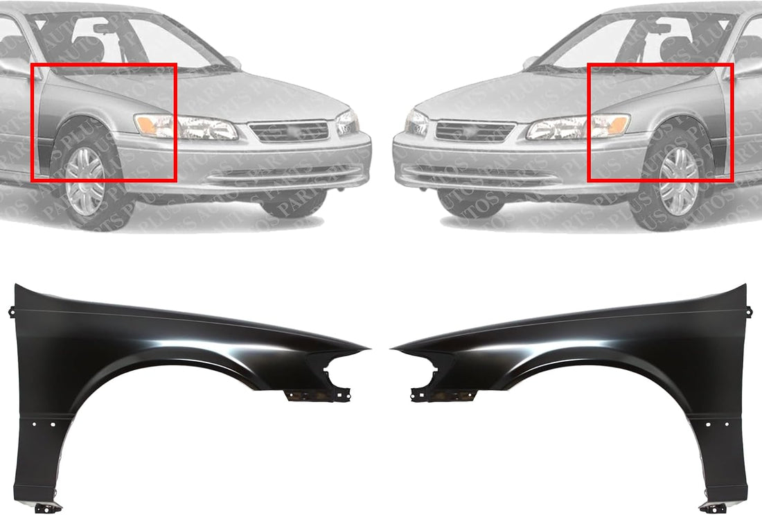 Set Of 2 Front Fenders Primed Steel Left Driver & Right Passenger Side Direct Replacement Compatible With 1997-2001 Toyota Camry ‎TO1240162 TO1241162 53811AA020 53812AA020