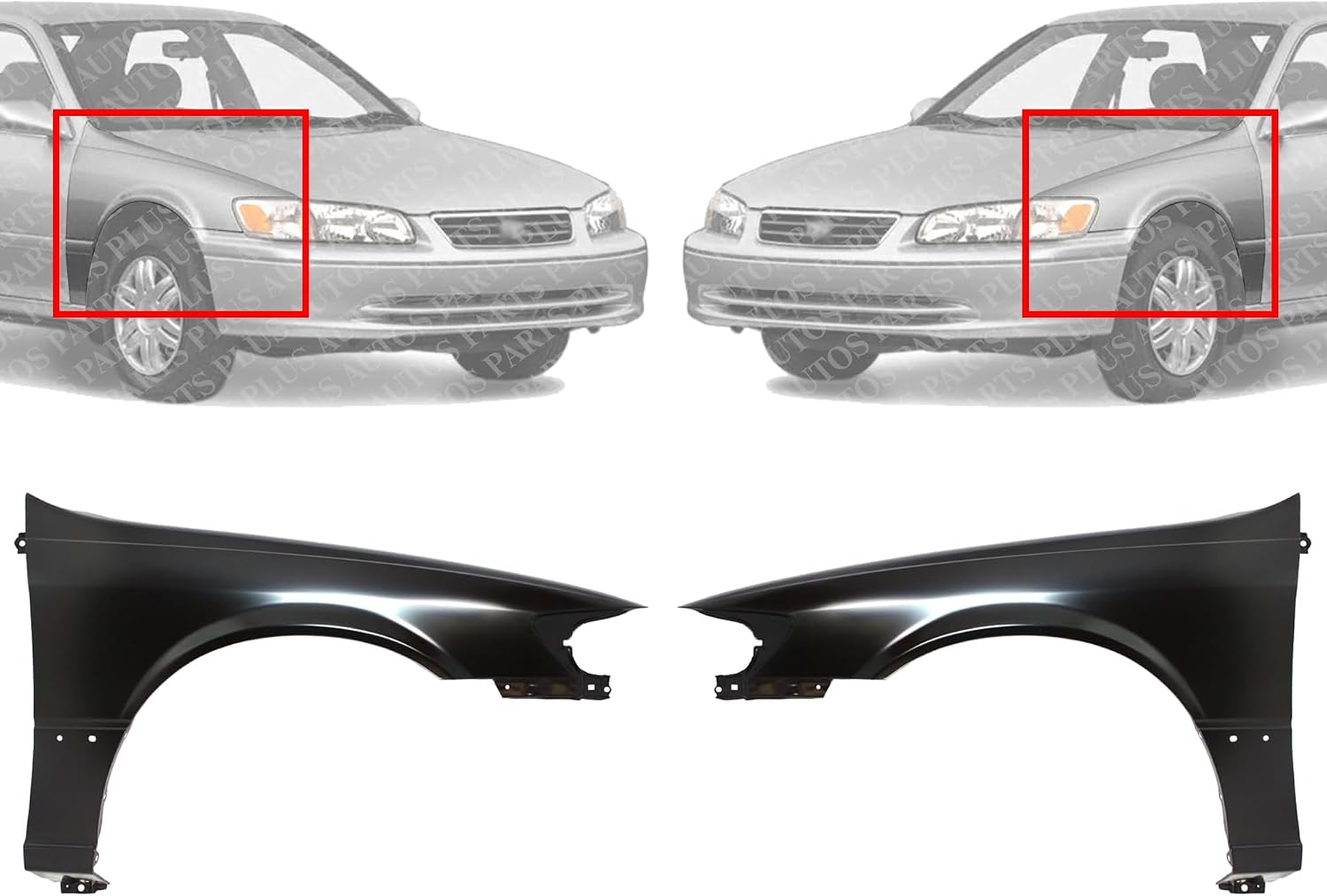 Set Of 2 Front Fenders Primed Steel Left Driver & Right Passenger Side Direct Replacement Compatible With 1997-2001 Toyota Camry ‎TO1240162 TO1241162 53811AA020 53812AA020